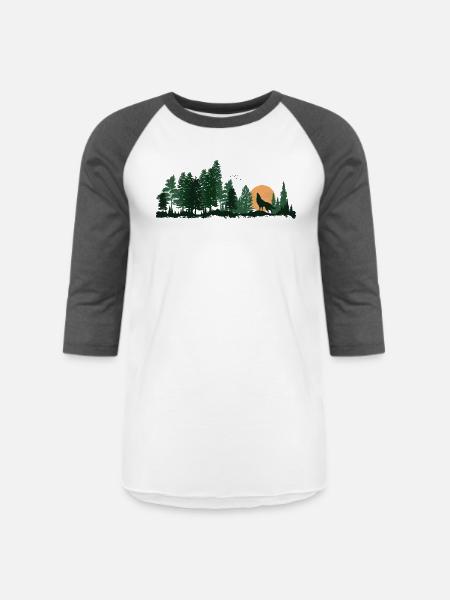 Wildlife Wolf Howling - Unisex Baseball T-Shirt - white/charcoal