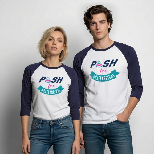 PUSH for a #SafeArrival - Unisex Baseball T-Shirt