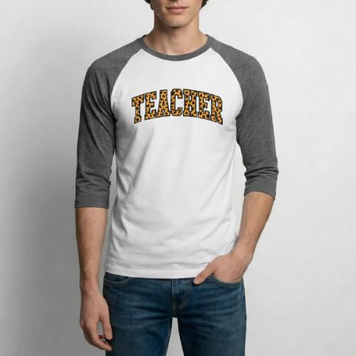 Leopard Print Teacher Typography - Unisex Baseball T-Shirt