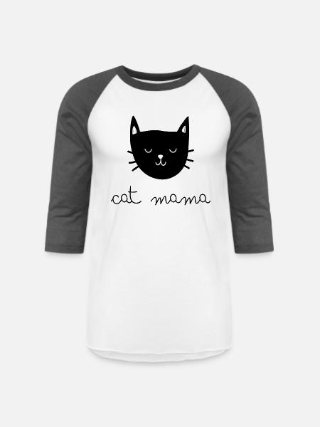 Black Cat Face - Unisex Baseball T-Shirt - white/charcoal