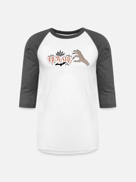 Beware - Unisex Baseball T-Shirt - white/charcoal