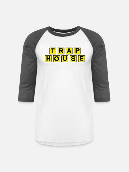 Trap House - Unisex Baseball T-Shirt - white/charcoal