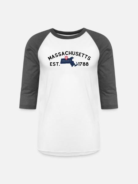 Massachusetts - Unisex Baseball T-Shirt - white/charcoal