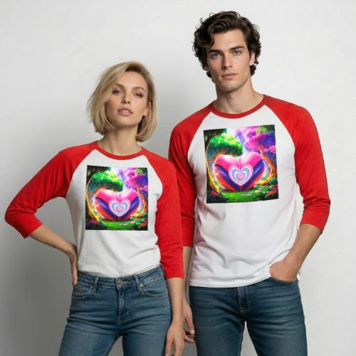 Double heart, fantasy, landscapes enjoy the magic - Unisex Baseball T-Shirt