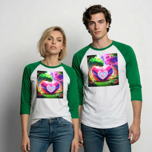Double heart, fantasy, landscapes enjoy the magic - Unisex Baseball T-Shirt