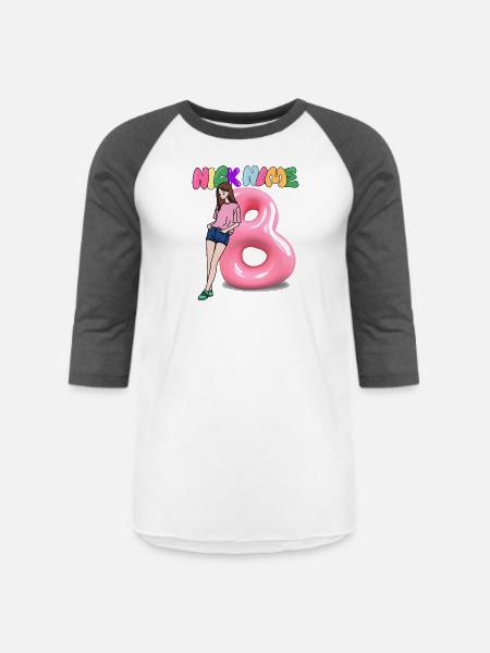 Nick Name B - Unisex Baseball T-Shirt - white/charcoal