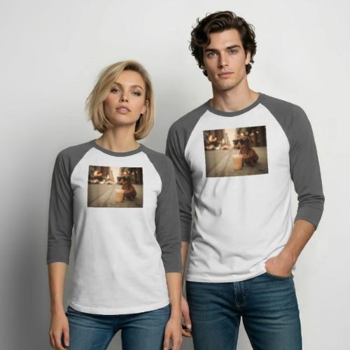 Funny Dachshund Iced Coffee Lover Tee - Unisex Baseball T-Shirt
