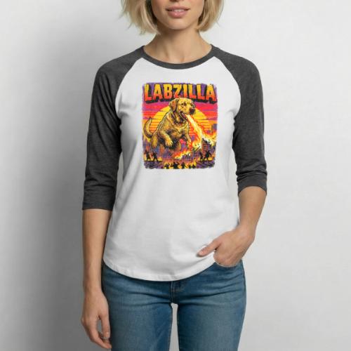Labzilla Giant Yellow Labrador Monster Tee - Unisex Baseball T-Shirt
