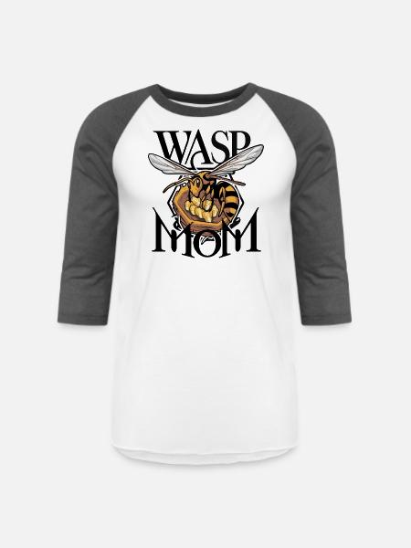 Wasp Mom CLASSIC EDITION - Unisex Baseball T-Shirt - white/charcoal
