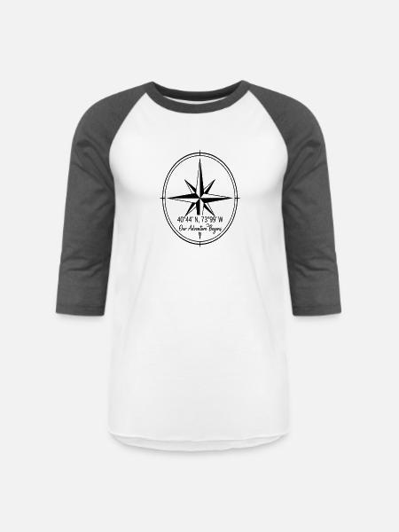 Compass Rose Adventure - Unisex Baseball T-Shirt - white/charcoal