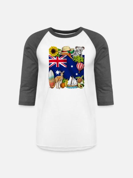 Australia - Unisex Baseball T-Shirt - white/charcoal