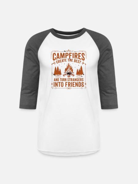 Campfires Turn Strangers Into Friends - Unisex Baseball T-Shirt - white/charcoal