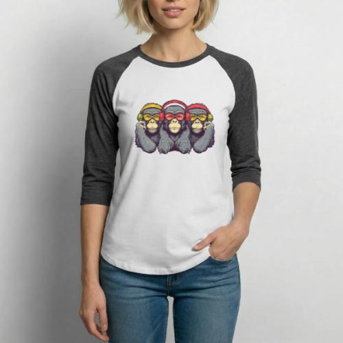 Three Wise Monkeys - Unisex Baseball T-Shirt