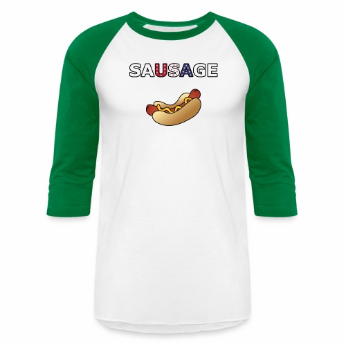 Patriotic BBQ Sausage - Unisex Baseball T-Shirt