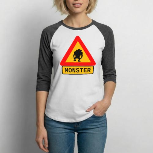 road sign monster text - Unisex Baseball T-Shirt