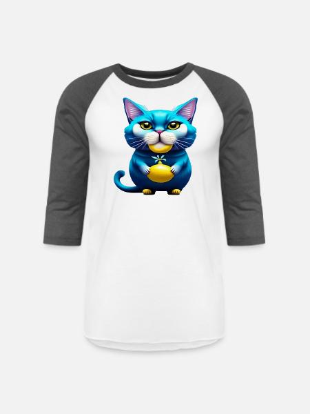 Blue cat - Unisex Baseball T-Shirt - white/charcoal