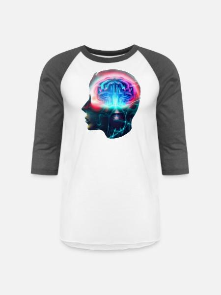 Energetic Brain - Unisex Baseball T-Shirt - white/charcoal