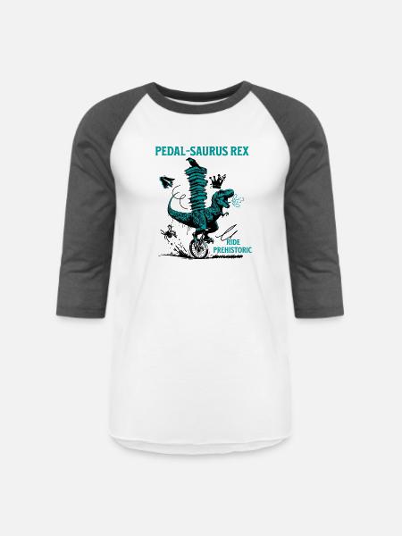 Pedal-Saurus Rex – Ride Prehistoric - Unisex Baseball T-Shirt - white/charcoal