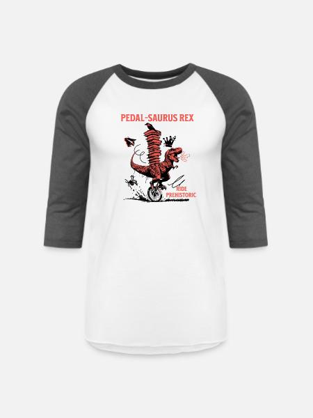 Pedal-Saurus Rex – Ride Prehistoric - Unisex Baseball T-Shirt - white/charcoal