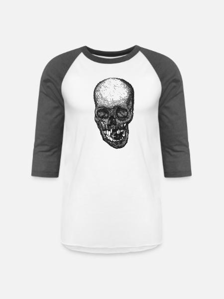 Gothic Skull Lace Portrait - Unisex Baseball T-Shirt - white/charcoal