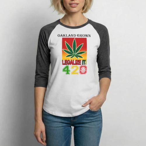 Screaming 420 Oakland Grown Weed Marijuana Design - Unisex Baseball T-Shirt