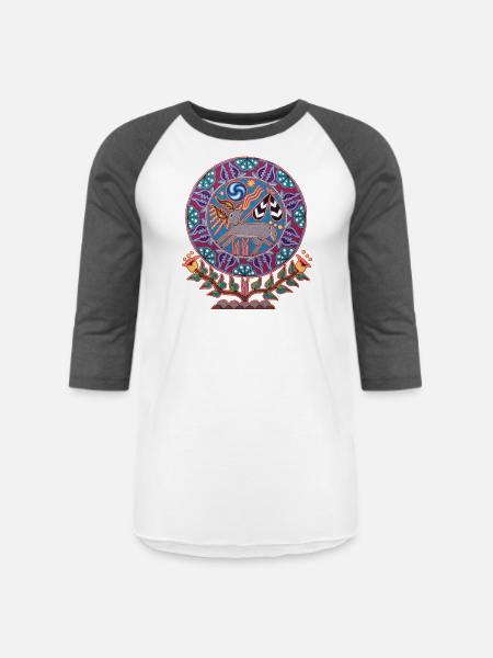 Native Huichol Peyote Deer - Unisex Baseball T-Shirt - white/charcoal