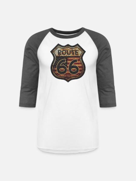 ROUTE 66 - Unisex Baseball T-Shirt - white/charcoal