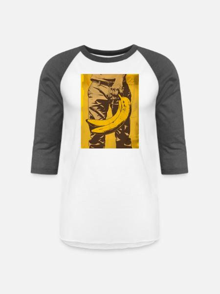Banana Pop Art Silhouette - Unisex Baseball T-Shirt - white/charcoal