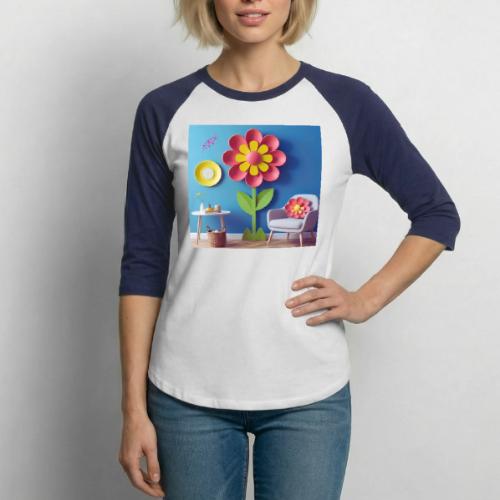 Flower design and harmony of environmental well-be - Unisex Baseball T-Shirt