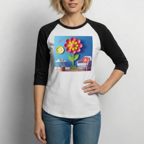 Flower design and harmony of environmental well-be - Unisex Baseball T-Shirt