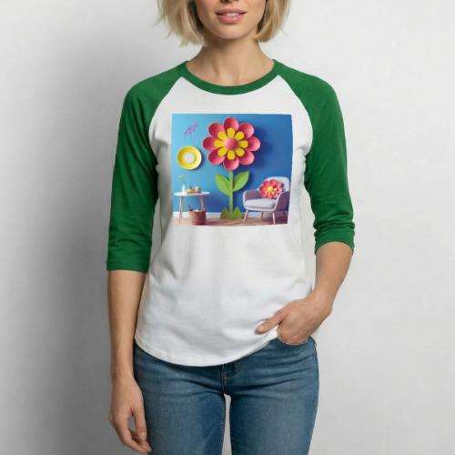 Flower design and harmony of environmental well-be - Unisex Baseball T-Shirt