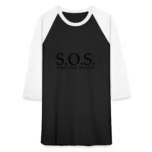 SOS Black on Black - Unisex Baseball T-Shirt