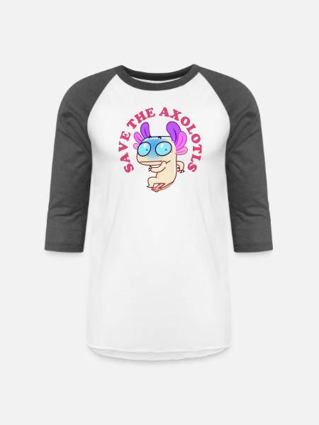Save The Axolotls 47 - Unisex Baseball T-Shirt - white/charcoal