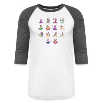 Greek Mythology Gods - Gods Of Greece - Unisex Baseball T-Shirt - white/charcoal - Front - AI Model Female 172 light (172cm) & AI Model Male 178 light (178cm)
