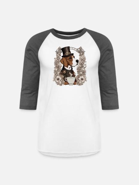 coffee and dog - Unisex Baseball T-Shirt - white/charcoal