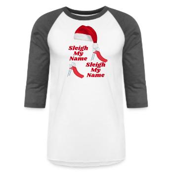 slight my name - Unisex Baseball T-Shirt - white/charcoal - Front - AI Model Female 172 light (172cm) & AI Model Male 178 light (178cm)