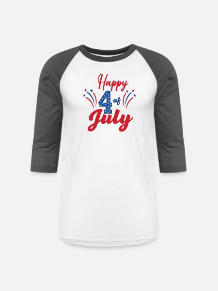Happy 4th Of July - Unisex Baseball T-Shirt - white/charcoal