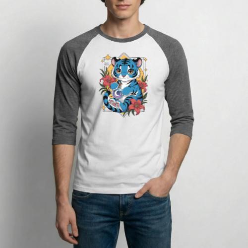 Mystic Blue Tiger Anime Potion Design – Cute tiger - Unisex Baseball T-Shirt