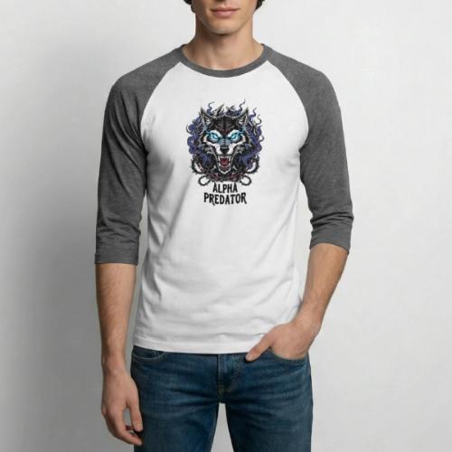 Alpha Predator Wolf Fierce Neon Eyes - Unisex Baseball T-Shirt