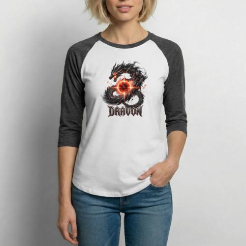 Dravon Fire Dragon Dark Fantasy Graphic T-Shirt - Unisex Baseball T-Shirt