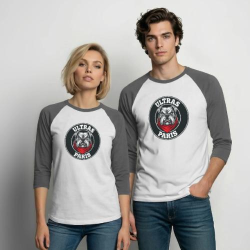 Ultras Paris Bulldog Football Fan Graphic - Unisex Baseball T-Shirt