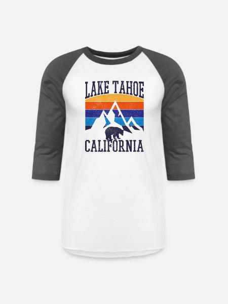 Lake Tahoe California Vintage Souvenir - Unisex Baseball T-Shirt - white/charcoal