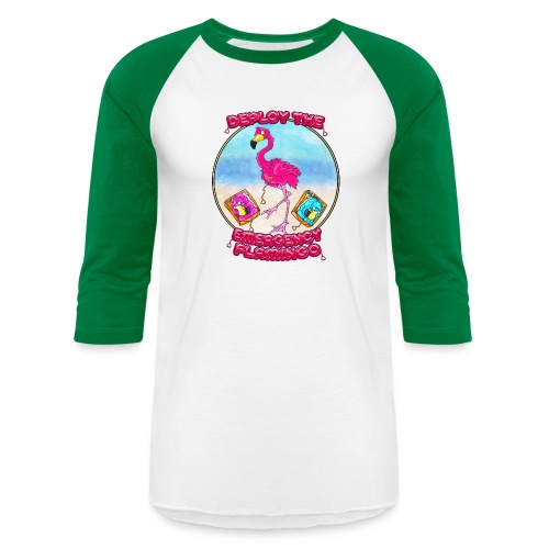Emergency Flamingo - Unisex Baseball T-Shirt