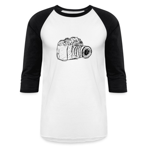 Camera - DSLR Sketch - Unisex Baseball T-Shirt