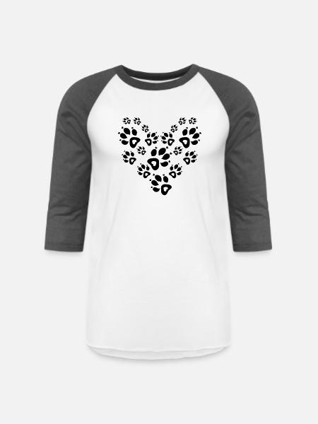 Paw Heart - Unisex Baseball T-Shirt - white/charcoal