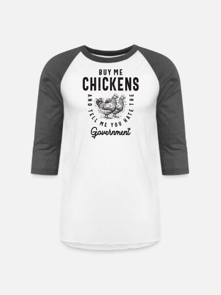 Chickens Government - Unisex Baseball T-Shirt - white/charcoal