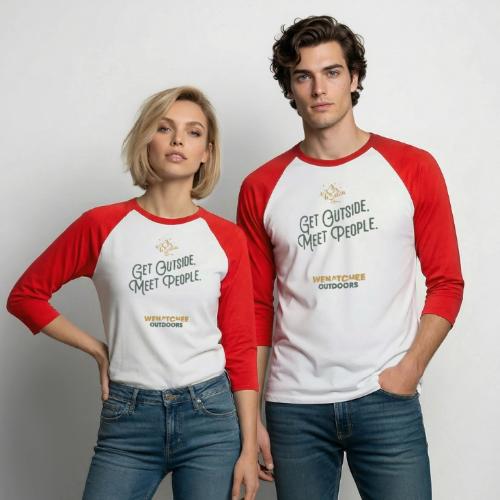 Get Outside. Meet People. Two Tone. - Unisex Baseball T-Shirt