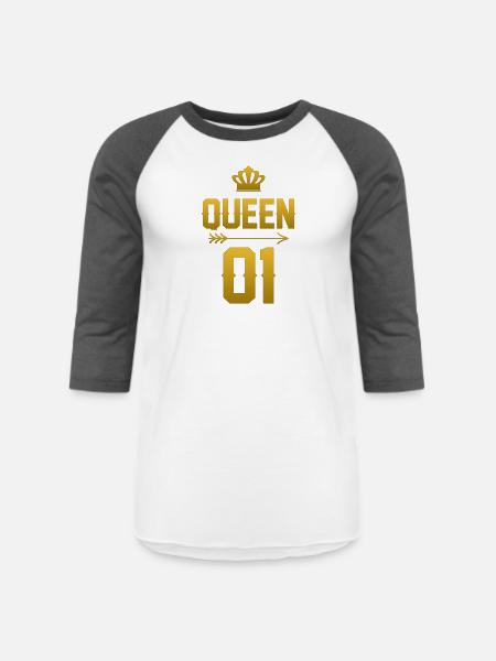 King Queen 01 - Unisex Baseball T-Shirt - white/charcoal