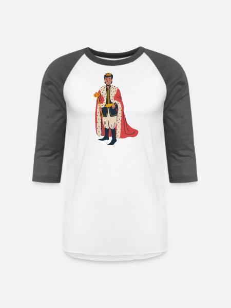 king - Unisex Baseball T-Shirt - white/charcoal