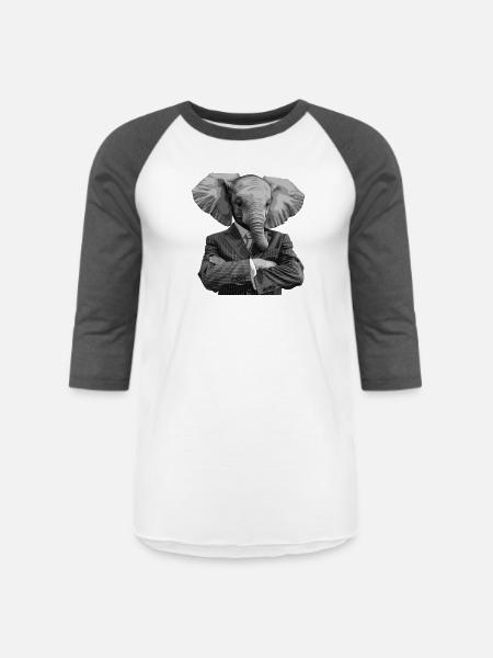 elephant in suit - Unisex Baseball T-Shirt - white/charcoal